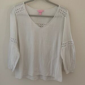 Lilly Pulitzer White Blouse with Lace Accents​